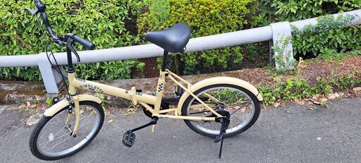 【リサイクルショップどりーむ鹿大前店】No.1593　20インチ自転車　折り畳み式　ベージュカラー　LEDライト付き