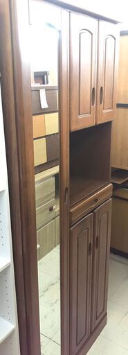 新入荷！！　ミラー付きシューズボックス　下駄箱　ハイタイプ　木目調　　幅(W)745mm × 奥行(D)390mm × 高さ(H)1800mm