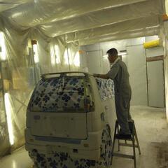 レンタル板金塗装ブースを利用してご自身で板金塗装してみませんか？さっそく作業して頂きました！