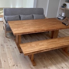 天然木　北欧風6人用ソファダイニングセット 20万円相当