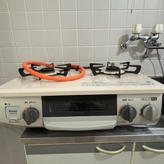 グリル未使用！説明書付き リンナイKG34NPCB LPガステーブル 右強力火