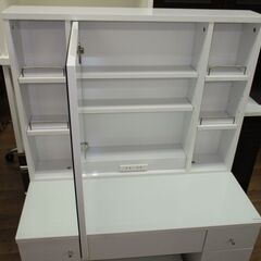 R224 NITORI 一面ドレッサー、一面鏡収納付き椅子セット、幅80cm Used