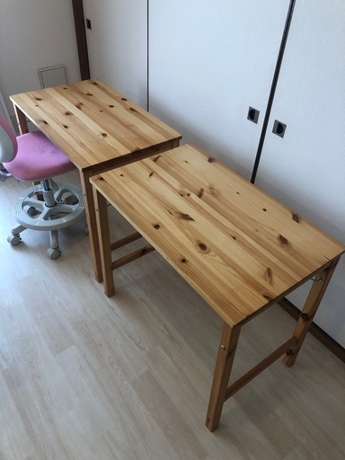 2個セット！無印良品パイン材テーブル・折りたたみ式