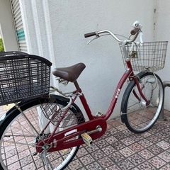 値下げ エンジのママチャリ 24インチ リアカゴ付き