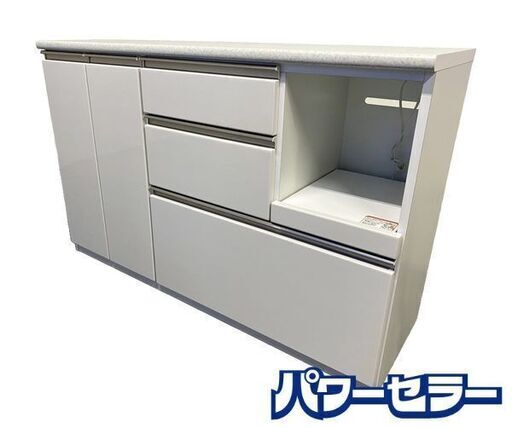 高年式!2022年製! ニトリ/NITORI キッチンカウンター アルミナ2 140CT WH ハイグロスシート ホワイト 中古家具 店頭引取歓迎 R8625