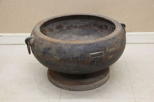 希少品 火鉢 郵便局マーク入り 珍品 貴重 手あぶり 時代物 蔵出し 昭和レトロ 古民具 古道具 (R2411wY)