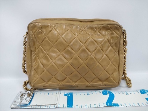 CHANEL ラムスキン フリンジ チェーンショルダー ベージュ