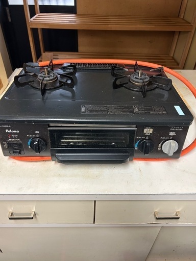 Paloma ガスコンロ 2口 ガステーブル KJ-333SB-R  LPガス用 グリル付き 右強火力 パロマ プロパン 現状 スパーク動作確認済み