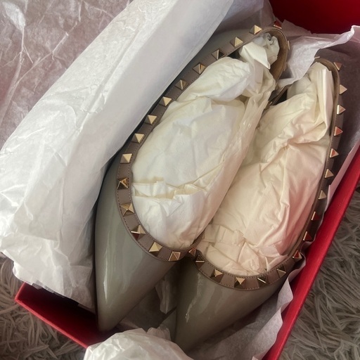 VALENTINO ヴァレンティノ　バレリーナ　スタッズ　パステルグレー　36