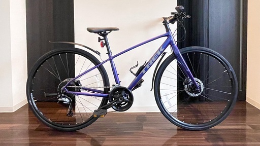 【再値下げ】TREK FX3 disc パープルフリップ 純正サイコン フェンダー付き