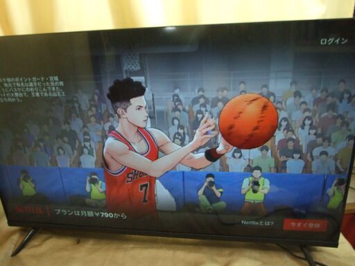 【紋別市発】チューナーレススマートテレビ　Astex　AX-MSK43　４３V型　２０２２年製　ネット動画/ゲーム/PCモニター/他　TVチューナー別売り　通電作動確認