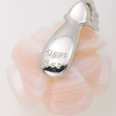 K18WG 珊瑚(コーラル)・ダイヤモンド ペンダント ローズモチーフ 品番