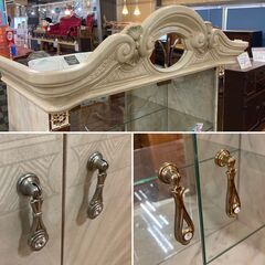 愛品倶楽部柏店】ガラス扉照明付きキャビネット ヨーロピアンデザイン