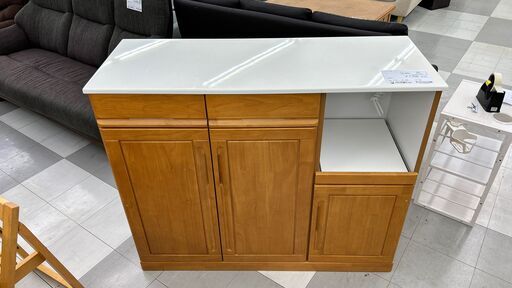 ★ジモティ割あり★  レンジ台 茶 H98×D45×W120 クリーニング済み TC1012
