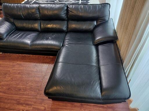 ニトリ L字 コーナー ソファ ロゾ 本革 レッド ソファー 4人掛け