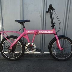 折りたたみ ミニベロ クロスバイク ショッキングピンク 管理NO.20210921-3