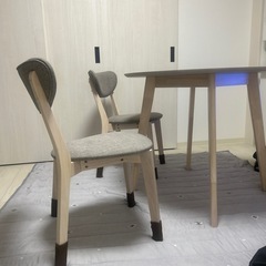 LOWYA 北欧風2人掛けダイニングテーブルセット(3点) 丸テーブル
