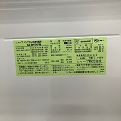 2ドア冷蔵庫　SHARP SJ-D15H-W 2022年製 24,200円