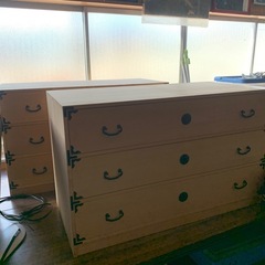 超美品 桐 の 箪笥 2個セット タンス 着物 収納 洋服 収納　家具 二段重ねてもOK 2個　木製 たんす 引き出し　4段