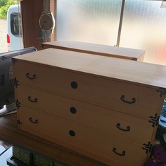 超美品 桐 の 箪笥 2個セット タンス 着物 収納 洋服 収納　家具 二段重ねてもOK 2個　木製 たんす 引き出し　4段