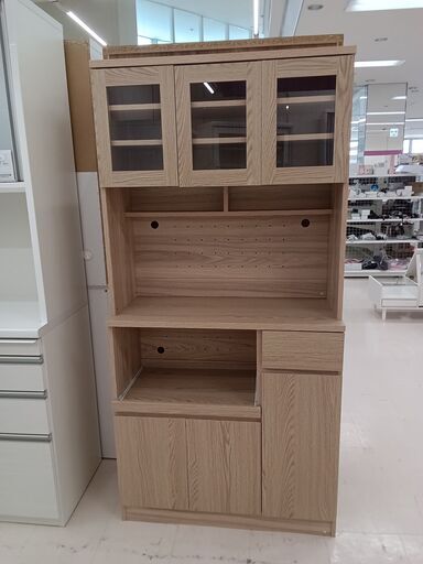 ★ジモティ割あり★  食器棚 木目 W89.5×D40×H182 クリーニング済み TC4434