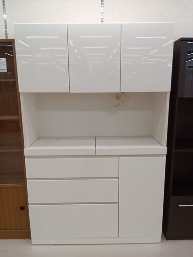 ★ジモティ割あり★  レンジボード ホワイト W120×D42×H190 クリーニング済み TC4436