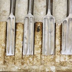 在銘 のみ ノミ 鑿 菊定 組のみ 三ツ裏 三枚裏 大工道具 (HD1884wY)