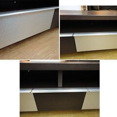 テレビボード 幅160㎝ ダークブラウン×シルバー 引き出し付き TVボード 