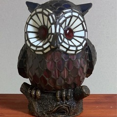 ステンドグラスランプ 梟（フクロウ）赤
