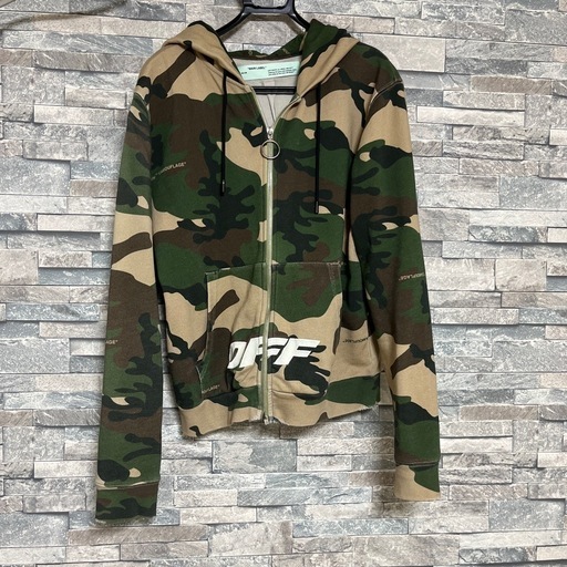 OFF-WHITE オフホワイト 迷彩　ジップアップ パーカー メンズ 最終値引き