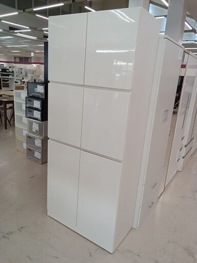 ★ジモティ割あり★  収納棚 ホワイト W79×D42×H188 クリーニング済み TC4440