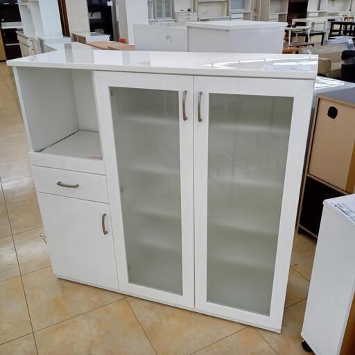 ★ジモティ割あり★  食器棚 ホワイト H120×D40×W115 クリーニング済み OJ5501