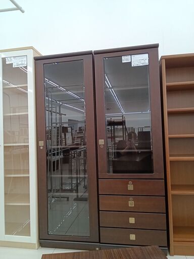 ★ジモティ割あり★  収納棚 ダークブラウン H190×D39×W120 クリーニング済み HJ4095
