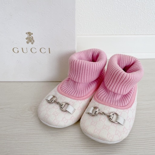 GUCCI✨ ファーストシューズ　ベビーシューズ　ピンク　GG柄　12cm