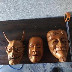 木彫　般若　翁　能面　木彫飾面