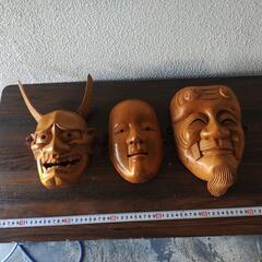 木彫　般若　翁　能面　木彫飾面