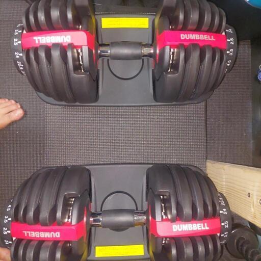 可変式ダンベル 24kg×2個セット筋トレ 15段階調節 アジャスタ