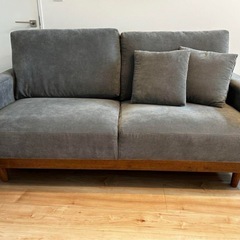 【美品】コーデュロイソファ　3人掛け・グレー