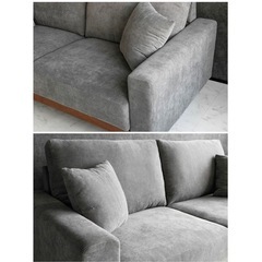 【美品】コーデュロイソファ　3人掛け・グレー