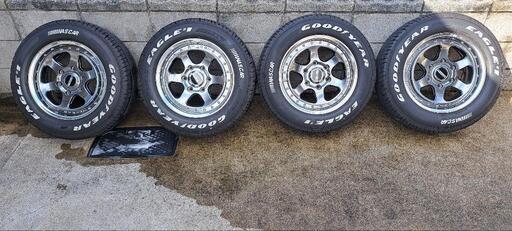 CRS ESSEX EL16 EL-16 ハイパーグロス 2ピース 215/65R16C  グッドイヤー ナスカー ホワイトレター 23年製 バリ山タイヤ付き 美品 深リム ハイエース 2ピース エセックス 夏タイヤ