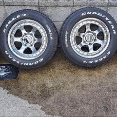 CRS ESSEX EL16 EL-16 ハイパーグロス 2ピース 215/65R16C  グッドイヤー ナスカー ホワイトレター 23年製 バリ山タイヤ付き 美品 深リム ハイエース 2ピース エセックス 夏タイヤ