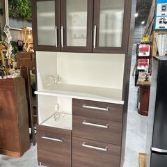 【最終値下げ】キッチンボード レンジボード 食器棚 キッチン収納 ダークブラウン ☆キッチンボード☆ 食器棚 レンジボード ダークブラウン W88cm