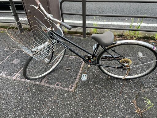 自転車　No.1322　シティサイクル　ブラック　27インチ　LEDオートライト付き　※切替なし【リサイクルショップどりーむ天保山店】