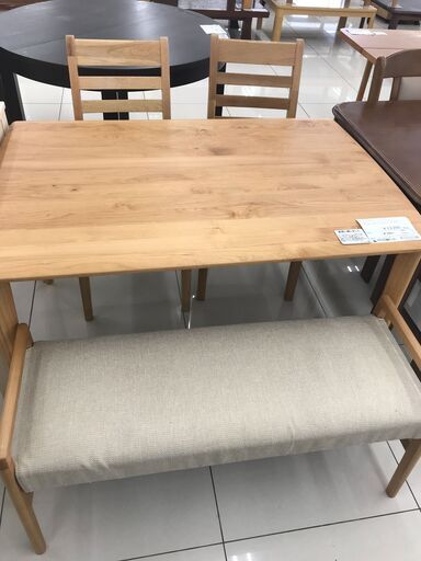 ★ジモティ割あり★ NITORI ダイニングテーブルセット ナチュラルブラウン H70×D80×W120 クリーニング済み HJ4112