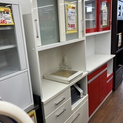 食器棚　キッチンボード　レンジボード 食器棚 キッチンボード ハイグロスシート レンジボード オープンボード