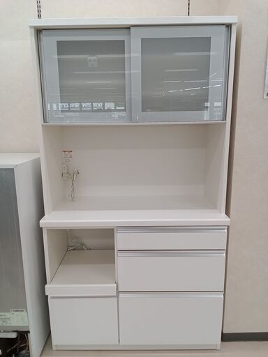 ★ジモティ割あり★ 松田家具 レンジボード ホワイト W98×D48.5×H178.5 クリーニング済み TC4475