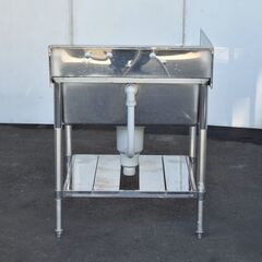 ≪zyt1581ジ≫ ステンレス製 1槽シンク 幅75cm 奥行75cm バックガード付 左ガード付 現状品 業務用シンク/流し/DIY/ガレージ/ガーデニング/中古厨房機器/宮城県仙台市 60715-09