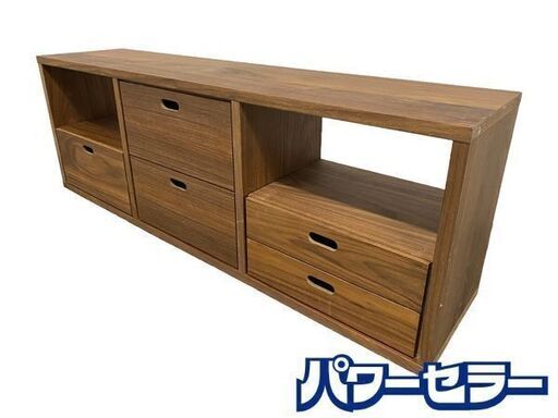 無印良品/MUJI スタッキングシェルフ 3段 幅120 ウォールナット 小棚3個セット 中古家具 店頭引取歓迎 R8626