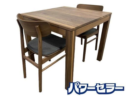 無印良品/MUJI ダイニング二人掛けセット 木製テーブル 引出付 節あり 幅80cm ラウンドチェア 2脚付き 中古家具 店頭引取歓迎 R8631