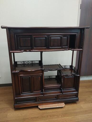 茶箪笥　アンティーク飾り棚　黒檀風
